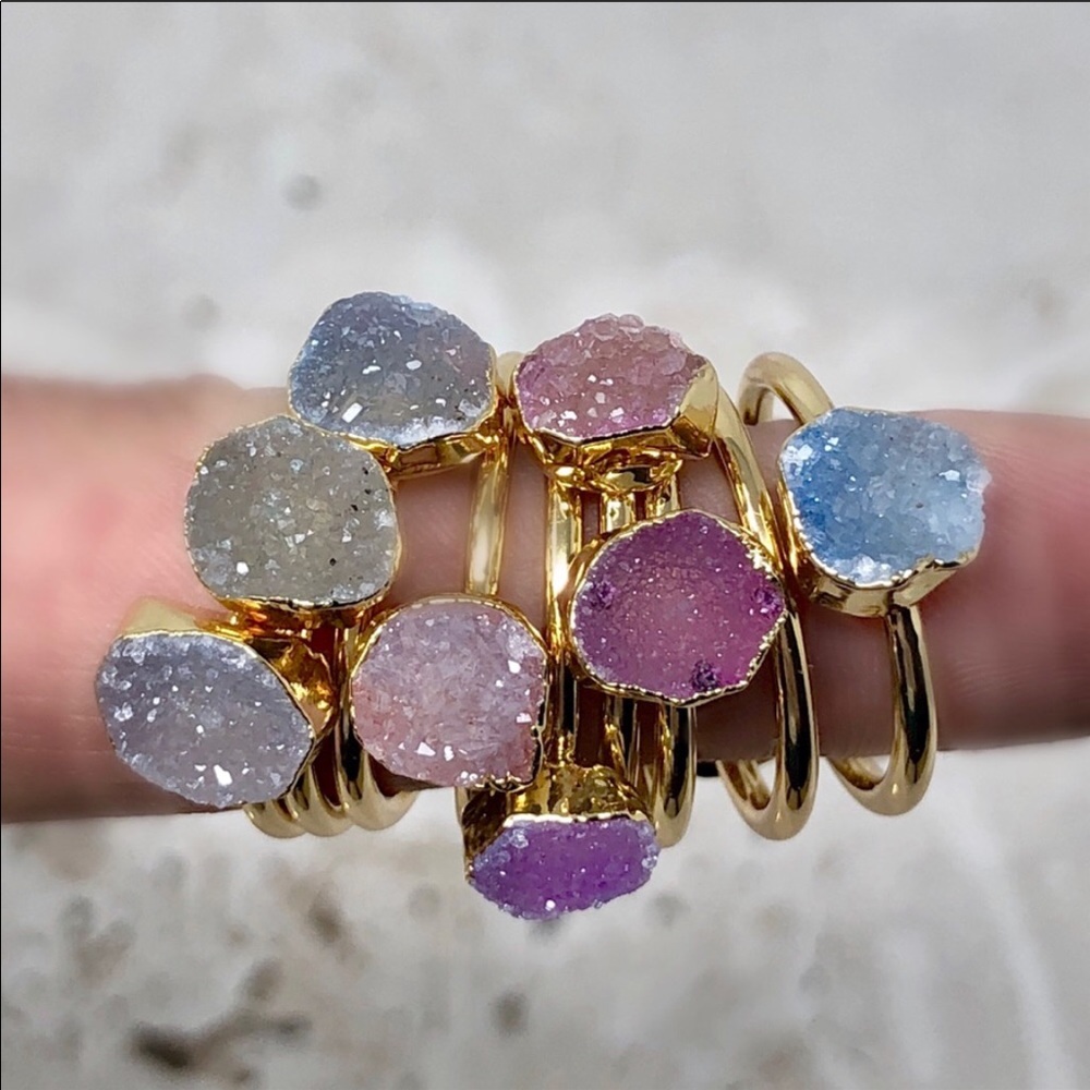 Druzy Crystal Dainty Boho Rings